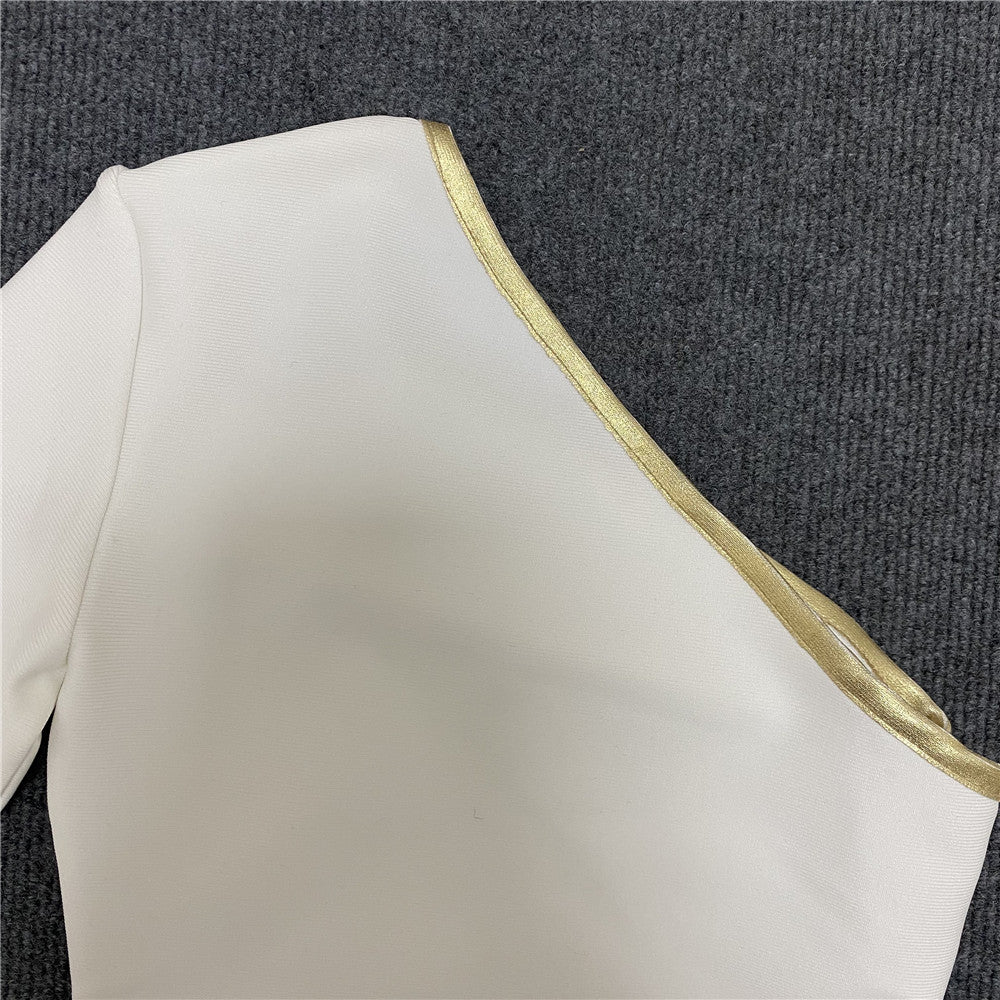 Mini Dress With Oblique Shoulder And One Sleeve - immagine 5