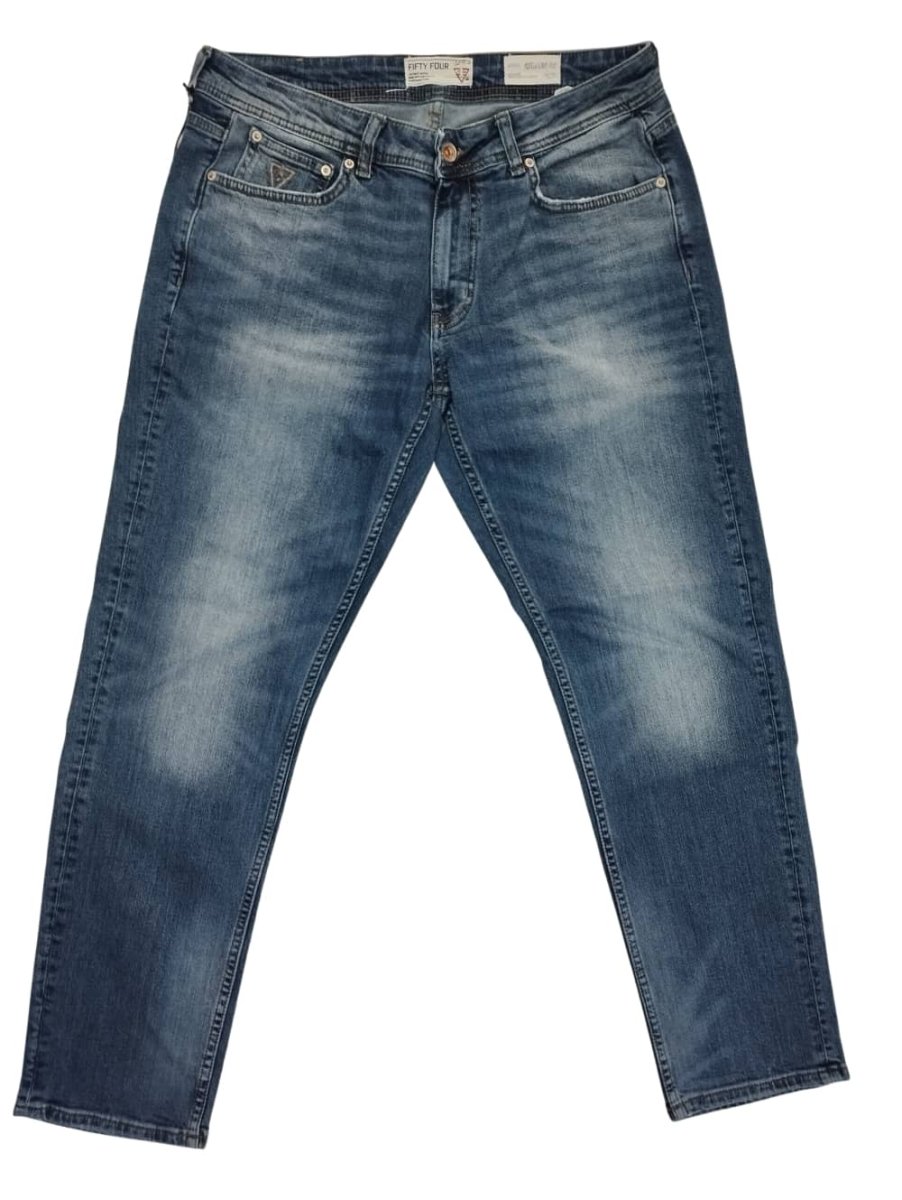 Jeans Fifty Four, pantalone uomo , modello GUNNY JH73 col denim scuro slavato , 98% cot 2 % elast - immagine 2