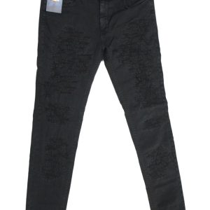 Fifty Four Jeans uomo Pires G574 tg 33/47 zip skinny fit aderente nero strappi ricuciti
