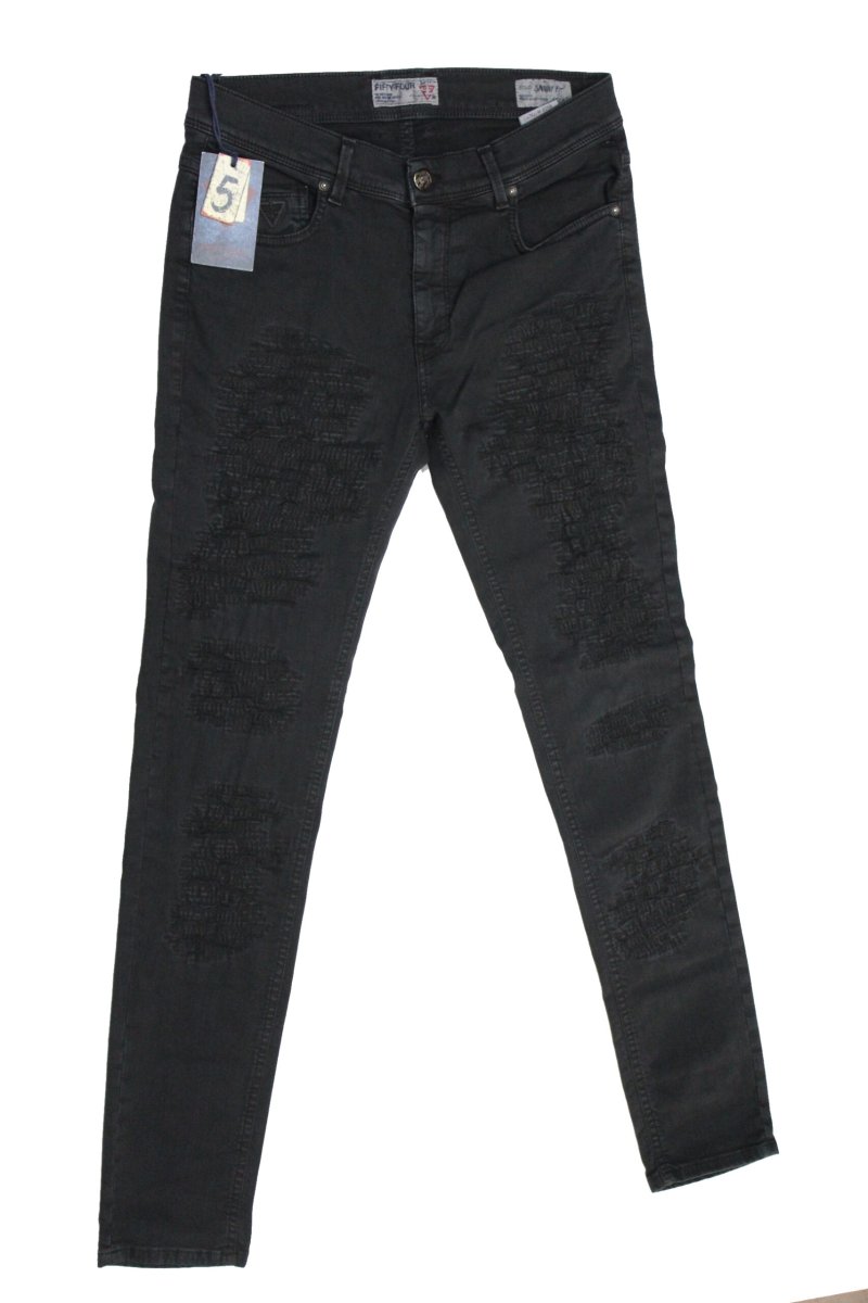 Fifty Four Jeans uomo Pires G574 tg 33/47 zip skinny fit aderente nero strappi ricuciti - immagine 2