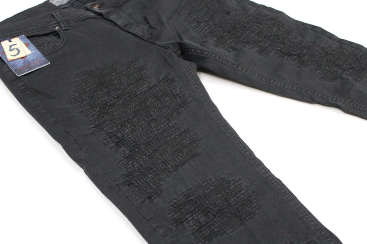 Fifty Four Jeans uomo Pires G574 tg 33/47 zip skinny fit aderente nero strappi ricuciti - immagine 4