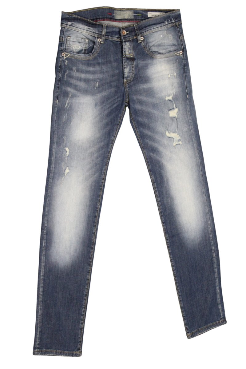 FIFTY FOUR jeans uomo Super Slim con bottoni art Staff 00 J996 tg 31/45 Blu denim - immagine 2
