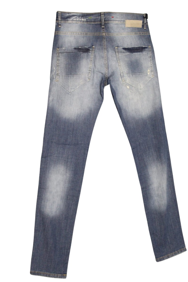 FIFTY FOUR jeans uomo Super Slim con bottoni art Staff 00 J996 tg 33/47 Blu denim - immagine 3