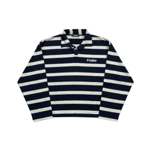 Navy Blue Rugby Long Sleeve Polo
