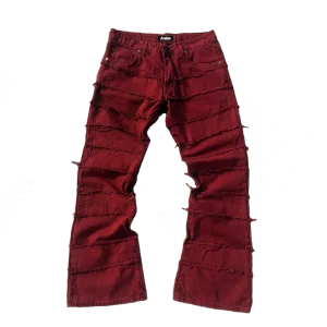"Red Wash" Ripped Flare Jeans