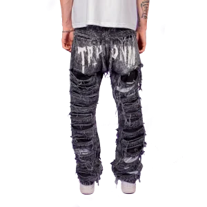 White print flare denim "IGNIS" collection