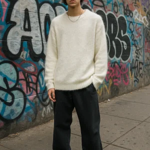 Maglione distressed uomo bianco