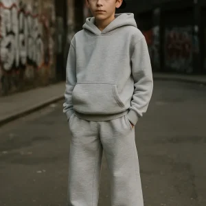 Completo fondo largo  felpa drip basic bambino Grigio