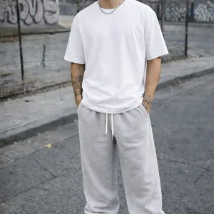 Pantalone baggy tuta uomo grigio