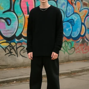 Maglione distressed uomo nero