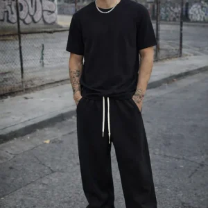 Pantalone baggy tuta uomo nero