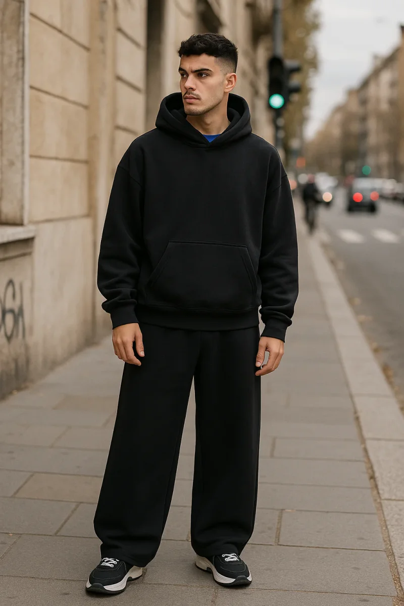 Completo tuta fondo largo streetwear nero