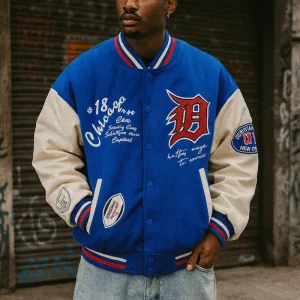 Bomber varsity college ecopelle drip Bluette